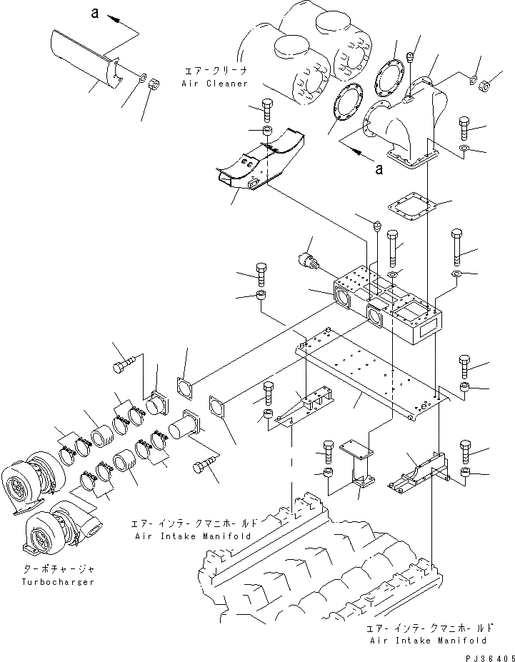 Схема запчастей Komatsu SA12V140-1E-47 - ВПУСК ВОЗДУХА СОЕДИН-Е(№-9) ДВИГАТЕЛЬ
