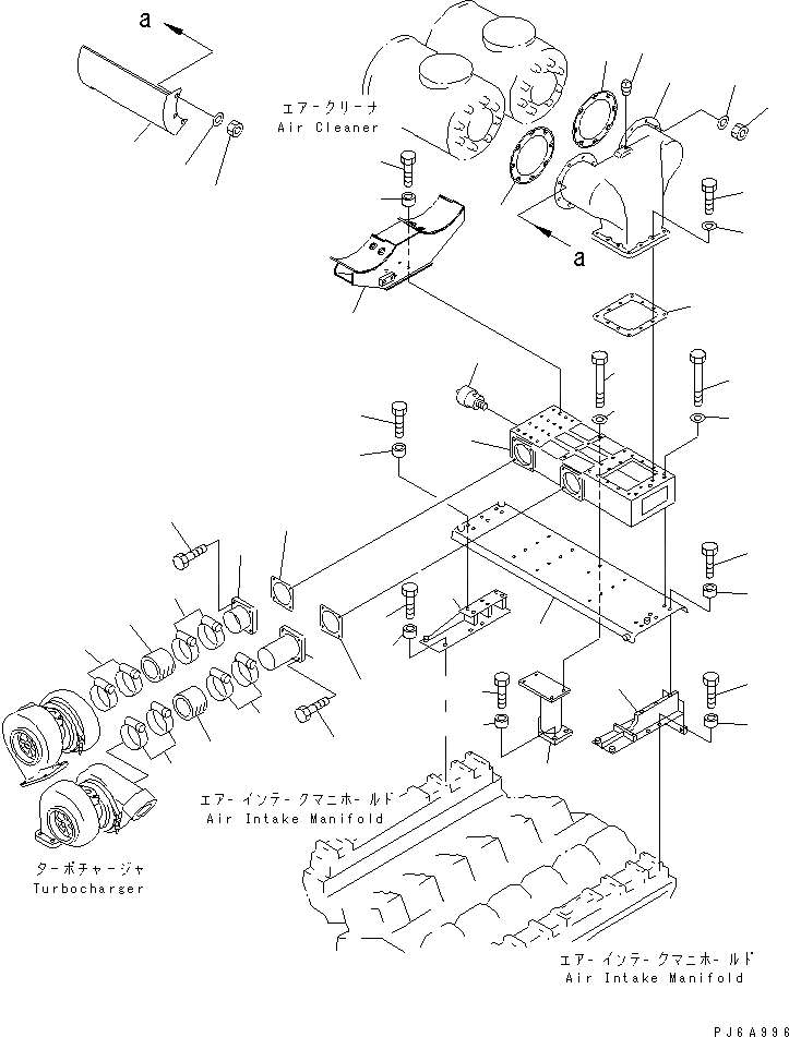 Схема запчастей Komatsu SA12V140-1E-47 - ВПУСК ВОЗДУХА СОЕДИН-Е(№9-) ДВИГАТЕЛЬ