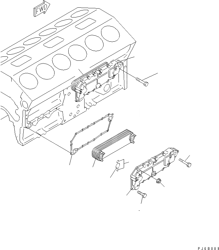 Схема запчастей Komatsu SA12V140-1E-47 - МАСЛООХЛАДИТЕЛЬ (С ОБОГРЕВАТЕЛЕМ БЛОКА) (ДЛЯ D7A-)(№9-9) ДВИГАТЕЛЬ