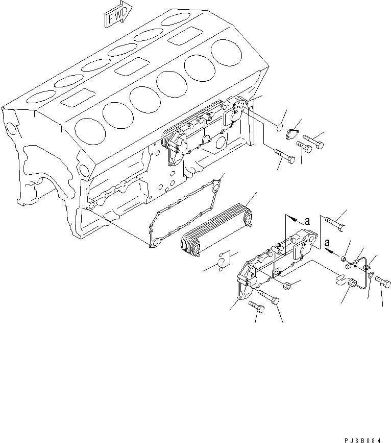 Схема запчастей Komatsu SA12V140-1E-47 - МАСЛООХЛАДИТЕЛЬ (С ОБОГРЕВАТЕЛЕМ БЛОКА)(№9-9) ДВИГАТЕЛЬ