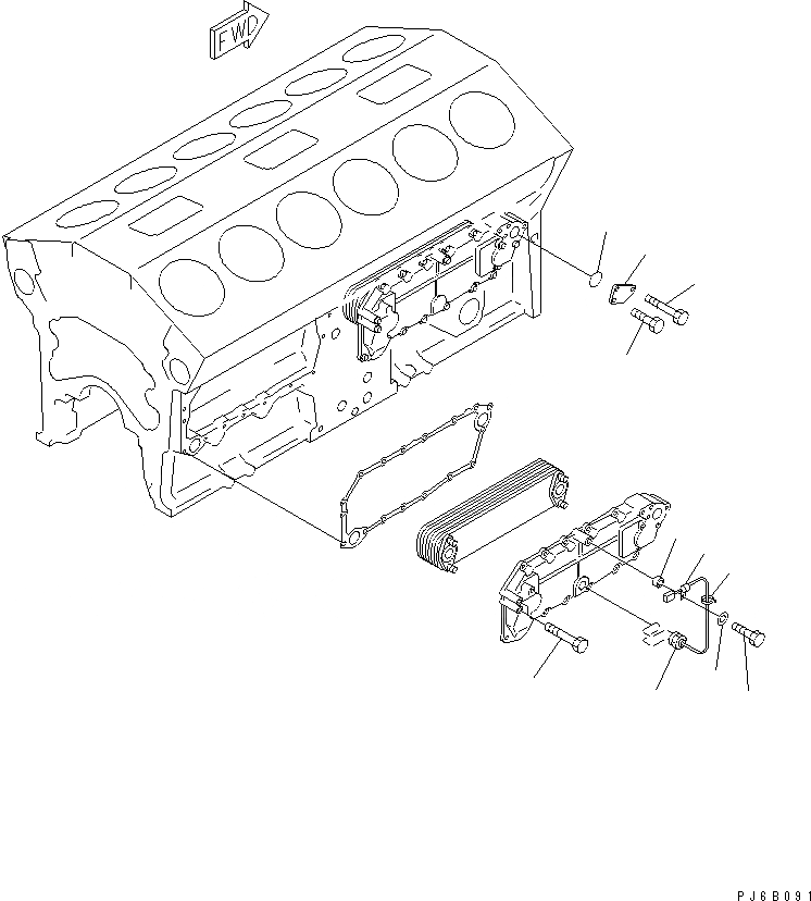 Схема запчастей Komatsu SA12V140-1E-47 - МАСЛООХЛАДИТЕЛЬ КРЕПЛЕНИЕ (С ОБОГРЕВАТЕЛЕМ БЛОКА)(№9-) ДВИГАТЕЛЬ