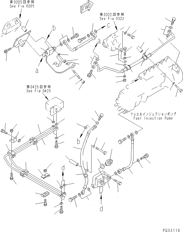 Схема запчастей Komatsu SA12V140-1Q - ТОПЛИВОПРОВОД. (/) (ПРАВ. ГРУПП.)(№99-) ТОПЛИВН. СИСТЕМА