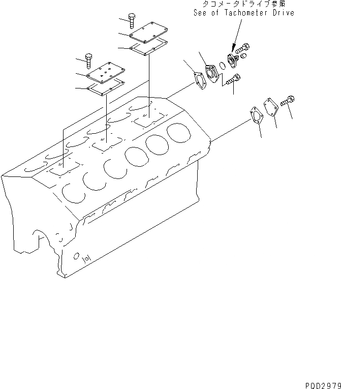 Схема запчастей Komatsu SA12V140-1U - БЛОК ЦИЛИНДРОВ COVER(№7-98) ДВИГАТЕЛЬ