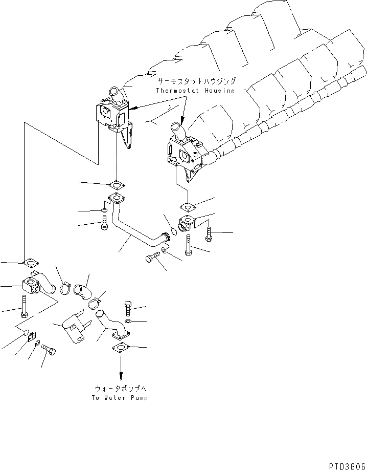 Схема запчастей Komatsu SA12V170-1D - ТЕРМОСТАТ ВОДН. ГИДРОЛИНИЯ(№7-9) ДВИГАТЕЛЬ