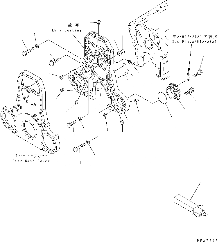 Схема запчастей Komatsu SA12V170-1D - КОРПУС ШЕСТЕРЕНН. ПЕРЕДАЧИ(№-9) ДВИГАТЕЛЬ