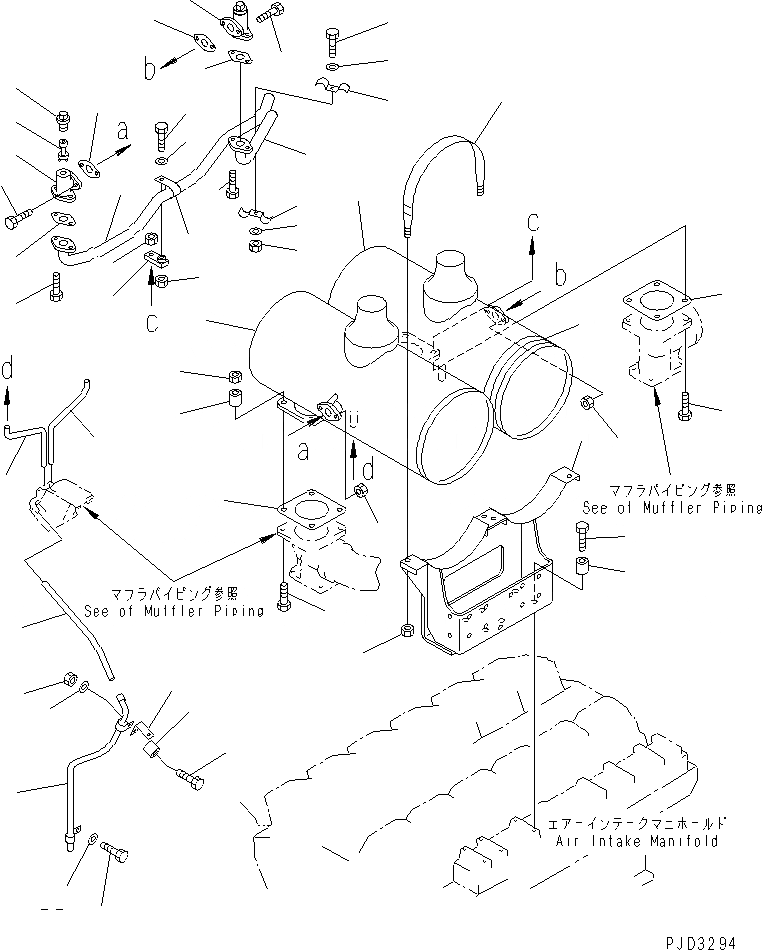 Схема запчастей Komatsu SA12V140-1R - ГЛУШИТЕЛЬ(№-8) ДВИГАТЕЛЬ
