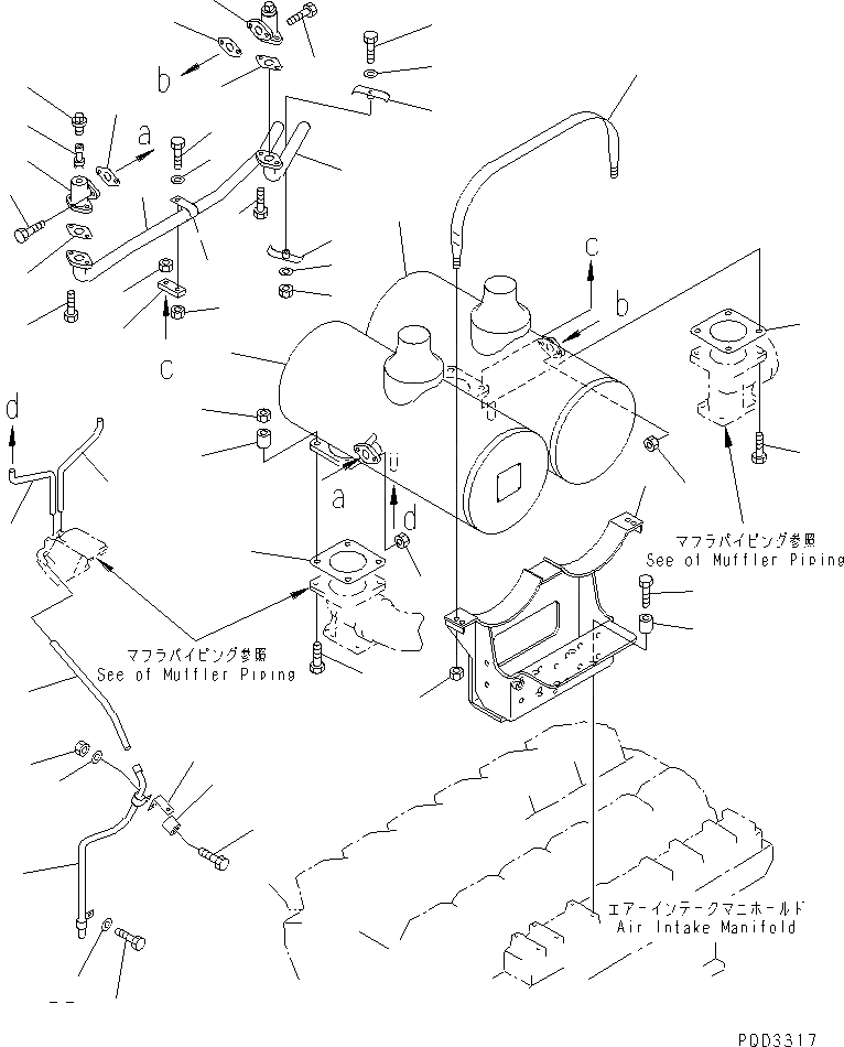 Схема запчастей Komatsu SA12V140-1S - ГЛУШИТЕЛЬ(№-8) ДВИГАТЕЛЬ