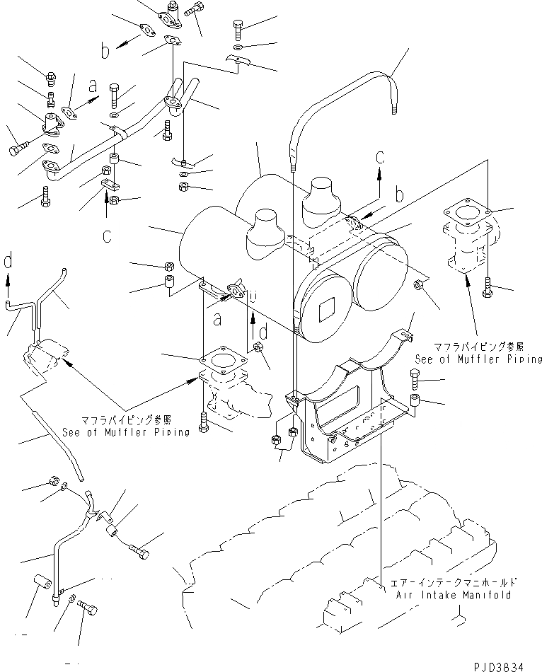 Схема запчастей Komatsu SA12V140-1S - ГЛУШИТЕЛЬ(№8-) ДВИГАТЕЛЬ
