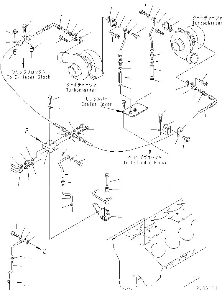 Схема запчастей Komatsu SA12V140-1A-80 - ТУРБОНАГНЕТАТЕЛЬ ВОДН. ГИДРОЛИНИЯ (ВОДН. ОХЛАЖД. СПЕЦ-Я.)(№8-) ДВИГАТЕЛЬ