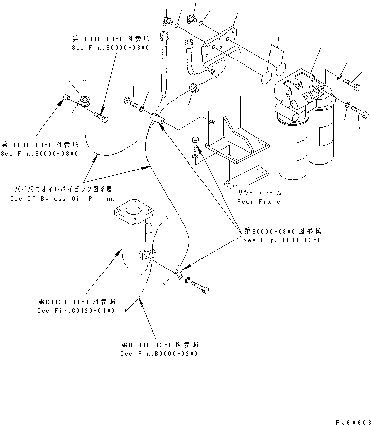 Схема запчастей Komatsu SA12V140-1A-80 - BYPASS МАСЛ. ФИЛЬТР (ШАССИ КРЕПЛЕНИЕ) ДВИГАТЕЛЬ
