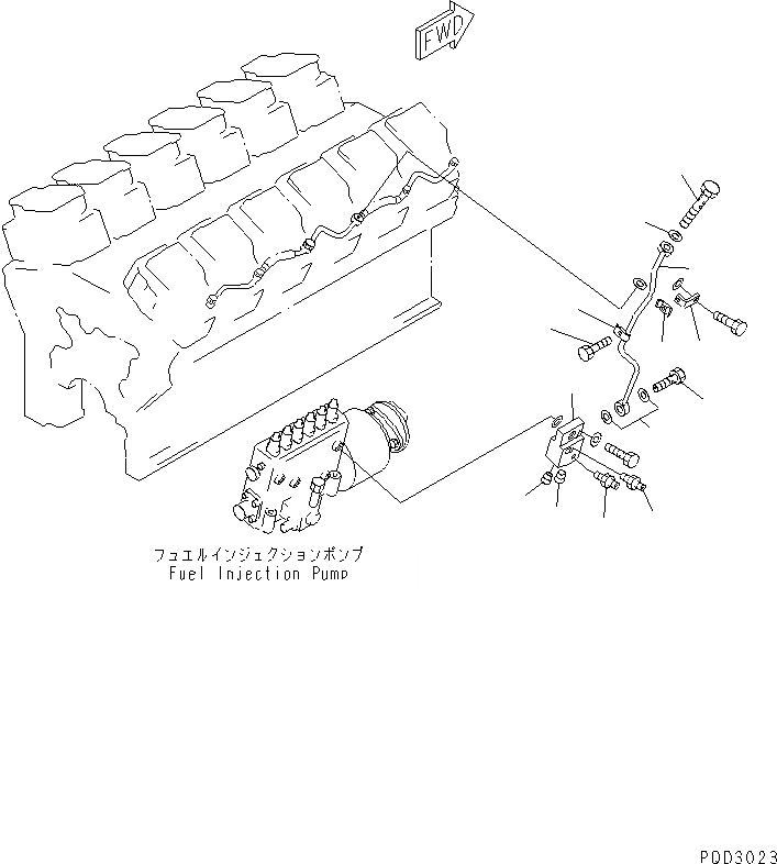Схема запчастей Komatsu SA12V140-1S-WD - ВОЗВРАТ ТОПЛИВА (ПРАВ. ГРУПП.) ДВИГАТЕЛЬ