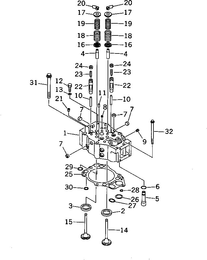 Схема запчастей Komatsu SA12V140-1M - ГОЛОВКА ЦИЛИНДРОВ (JCI СПЕЦ-Я.) ДВИГАТЕЛЬ