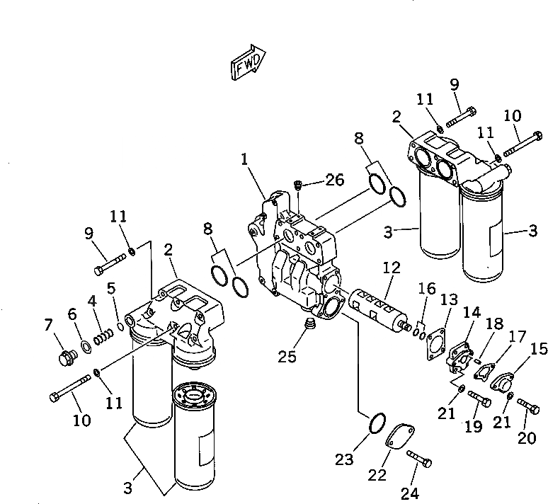 Схема запчастей Komatsu SA12V140-1M - МАСЛ. ФИЛЬТР ДВИГАТЕЛЬ