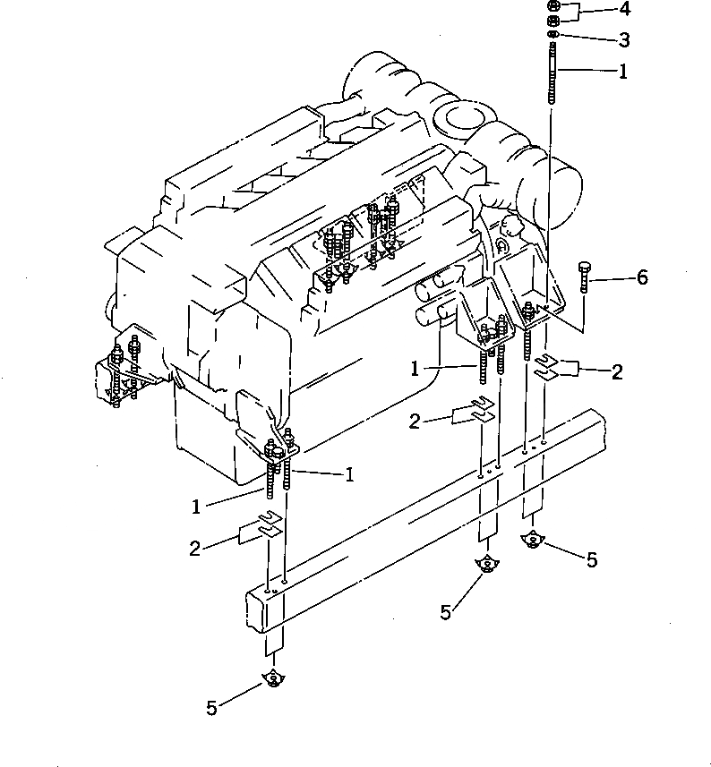 Схема запчастей Komatsu SA12V140-1M - MARINE КРЕПЛЕНИЕ ДВИГАТЕЛЯ ДВИГАТЕЛЬ