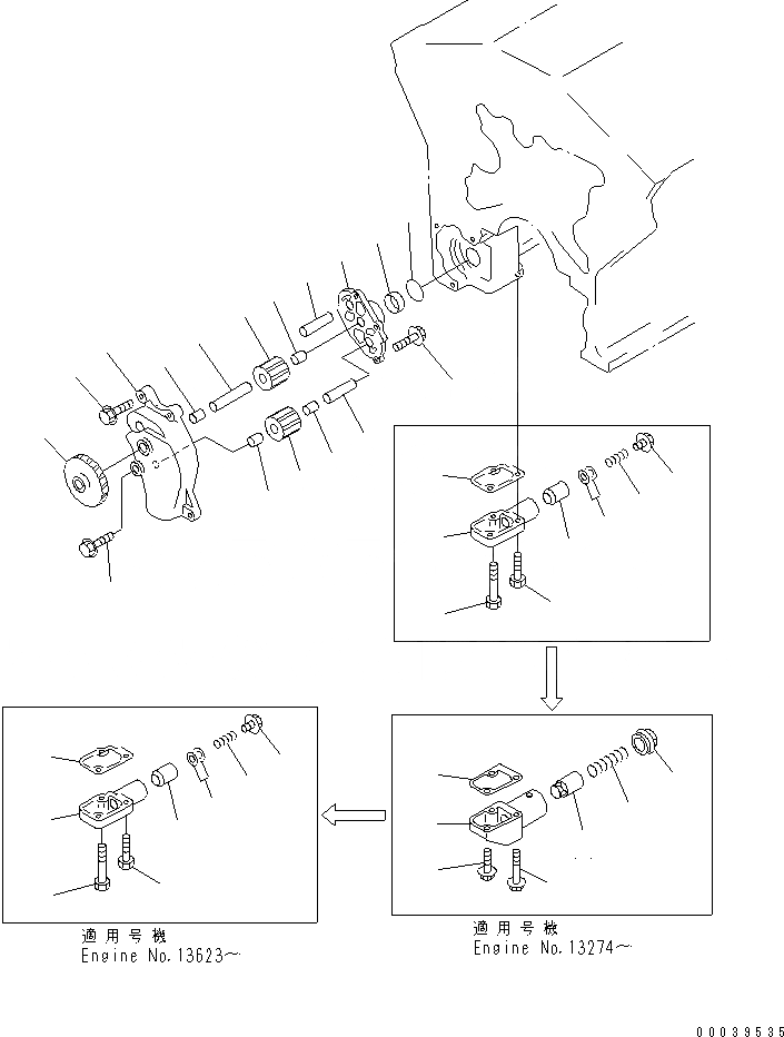 Схема запчастей Komatsu SA12V140-1C-A - МАСЛ. НАСОС(№99-) ДВИГАТЕЛЬ