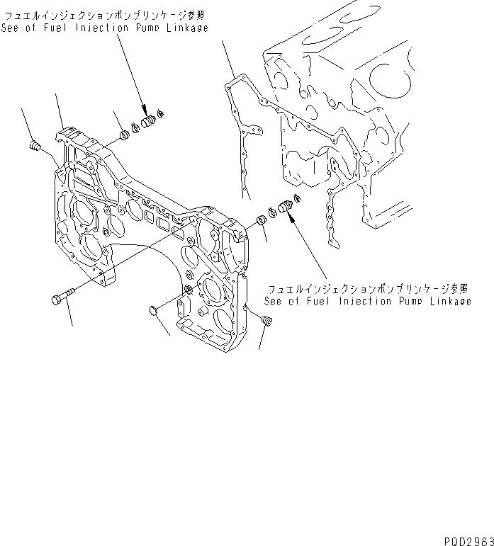 Схема запчастей Komatsu SA12V140-1D-A - КОРПУС ШЕСТЕРЕНН. ПЕРЕДАЧИ (ДЛЯ МЕХАНИЧ. РЕГУЛИР.)(№7-) ДВИГАТЕЛЬ