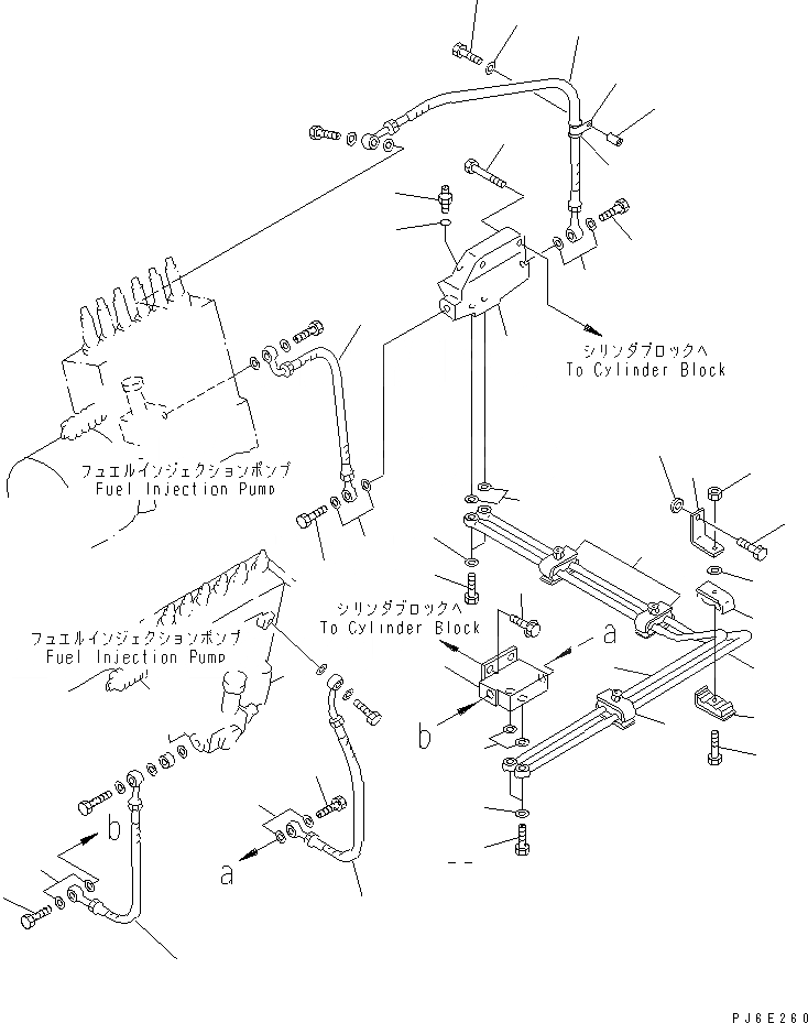 Схема запчастей Komatsu SA12V140-1D-A - ТОПЛИВОПРОВОД. (ДЛЯ МЕХАНИЧ. РЕГУЛИР.)(№-) ДВИГАТЕЛЬ