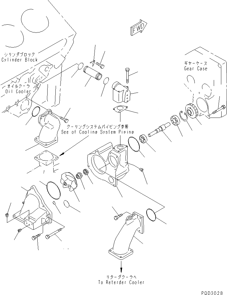Схема запчастей Komatsu SA12V140-1D-A - ВОДЯНАЯ ПОМПА(№-88) ДВИГАТЕЛЬ