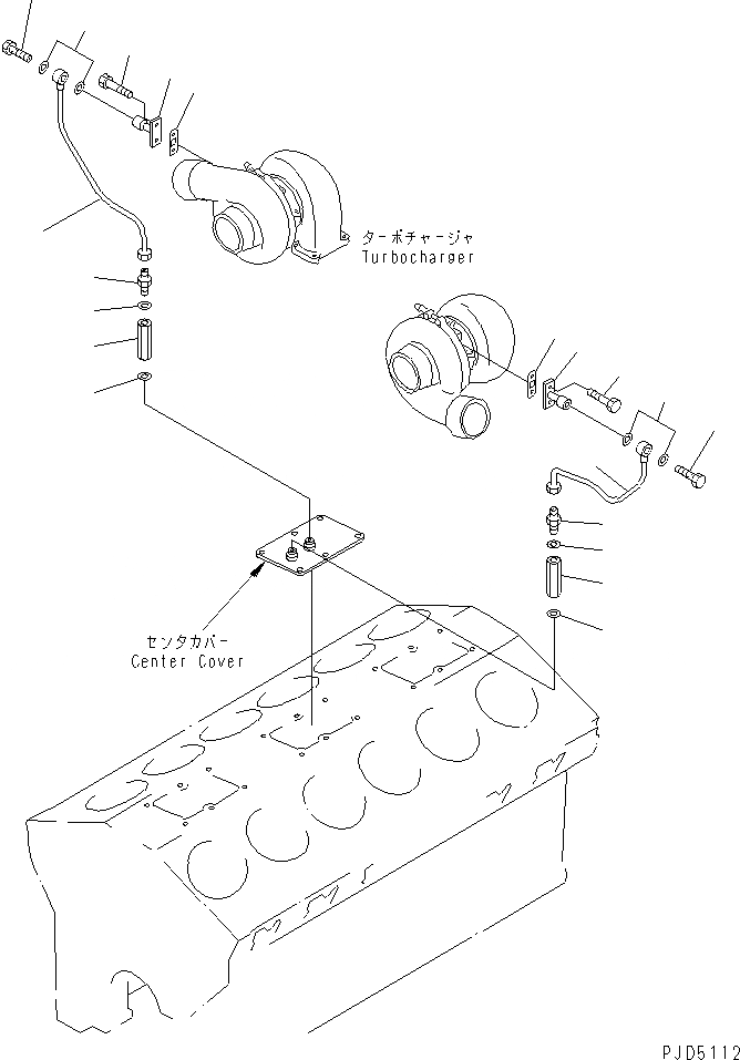 Схема запчастей Komatsu SA12V140-1U-A - ТУРБОНАГНЕТАТЕЛЬ ОХЛАЖД-Е (ВОДН. ВХОДН. ЛИНИЯ) (ВОДН. ОХЛАЖД. СПЕЦ-Я.) (ДЛЯ HD78-)(№8-) ДВИГАТЕЛЬ