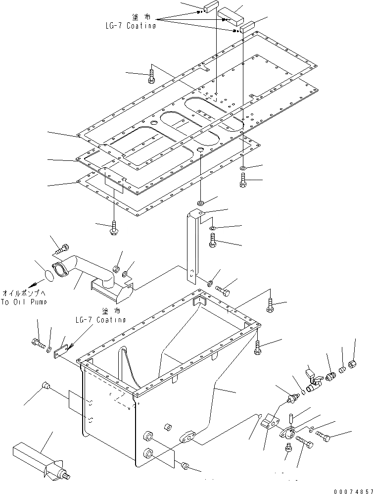 Схема запчастей Komatsu SA12V140-1U-A - МАСЛЯНЫЙ ПОДДОН И ВСАСЫВАЮЩИЙ ПАТРУБОК (ДЛЯ БЫСТРОСЪЕМН. МЕХ-М)(№-) ДВИГАТЕЛЬ