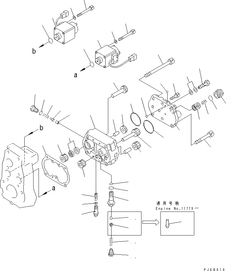 Схема запчастей Komatsu SA12V140-1U-A - ТОПЛ. НАСОС (РЕГУЛЯТОР) (ЛЕВ.) (/) (ДЛЯ ЭЛЕКТРИЧ. РЕГУЛЯТОРА) (ВНУТР. ЧАСТИ)(№-) ДВИГАТЕЛЬ