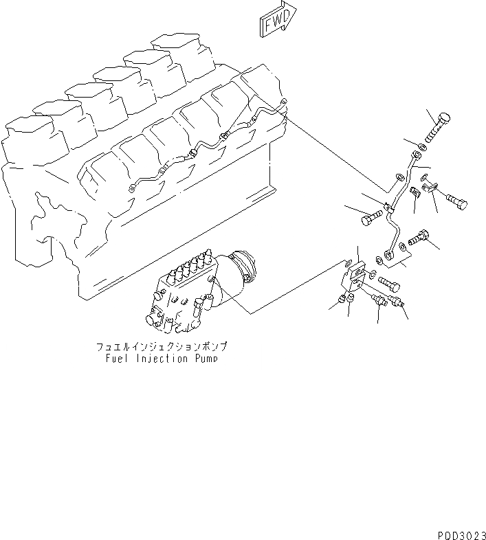 Схема запчастей Komatsu SA12V140-1U-A - ВОЗВРАТ ТОПЛИВА (ПРАВ. ГРУПП.)(№-) ДВИГАТЕЛЬ