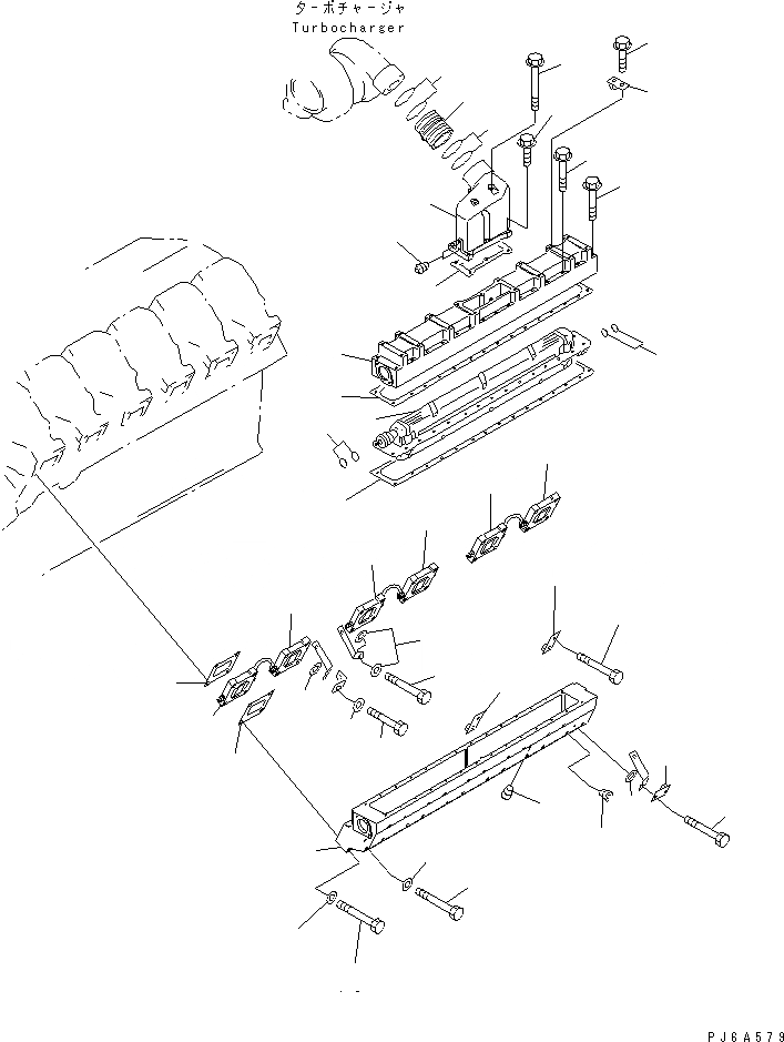 Схема запчастей Komatsu SA12V140-1A-A - ТРУБОПРОВОД ВПУСКА ВОЗДУХА И ПОСЛЕОХЛАДИТЕЛЬ (ЛЕВ. ГРУПП.)(№-9) ДВИГАТЕЛЬ