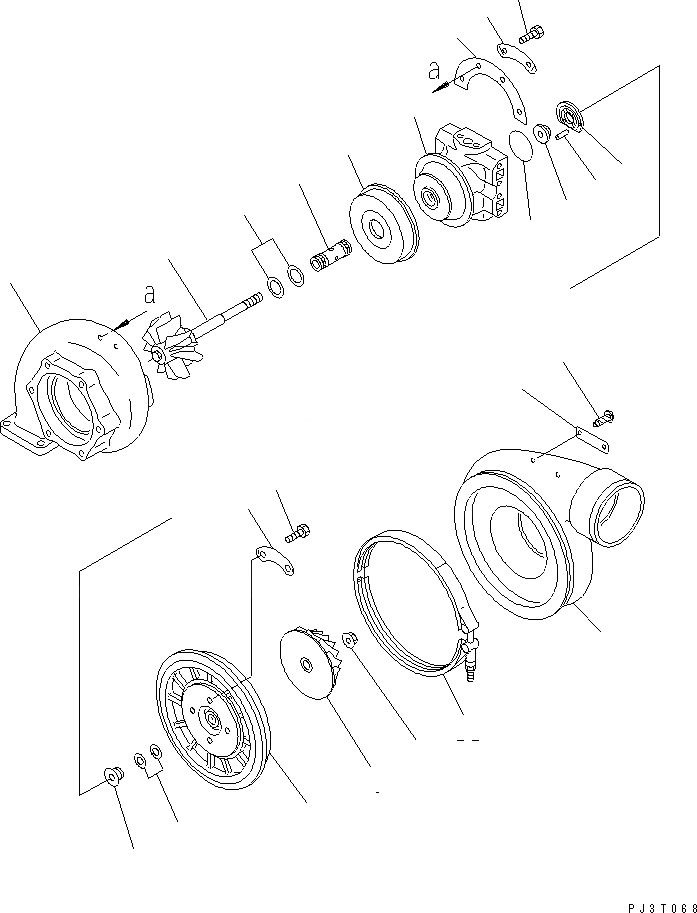 Схема запчастей Komatsu SA12V140-1A-A - ТУРБОНАГНЕТАТЕЛЬ (KTRG-S) (ВНУТР. ЧАСТИ)(№-) ДВИГАТЕЛЬ
