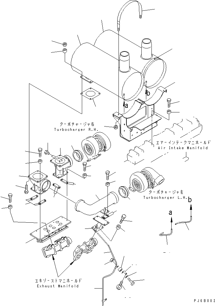 Схема запчастей Komatsu SA12V140-1E-A - ГЛУШИТЕЛЬ(№-) ДВИГАТЕЛЬ
