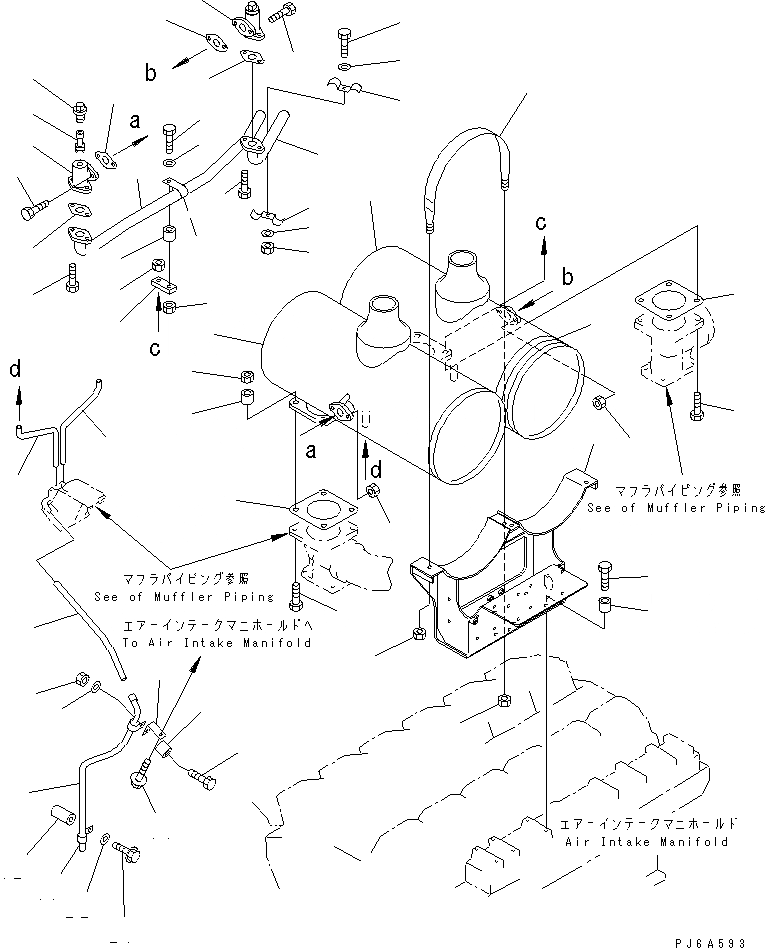 Схема запчастей Komatsu SA12V140-1R-A - ГЛУШИТЕЛЬ (ВОДН. ОХЛАЖД. СПЕЦ-Я.)(№87-) ДВИГАТЕЛЬ