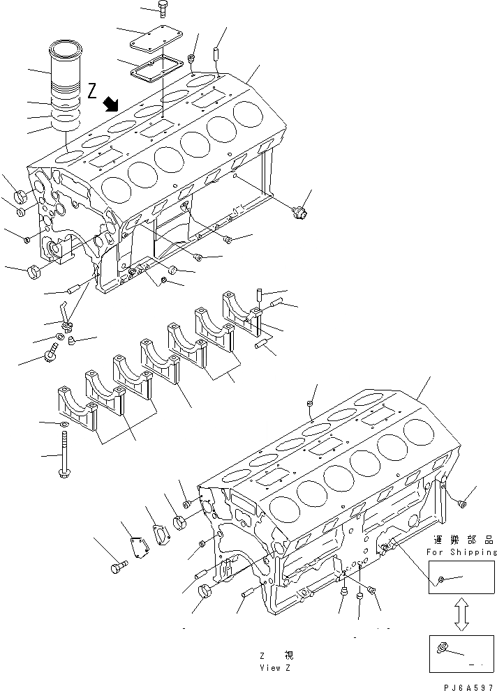 Схема запчастей Komatsu SA12V140-1C-A - БЛОК ЦИЛИНДРОВ (ДЛЯ ЭЛЕКТРИЧ. РЕГУЛЯТОРА)(№987-) ДВИГАТЕЛЬ