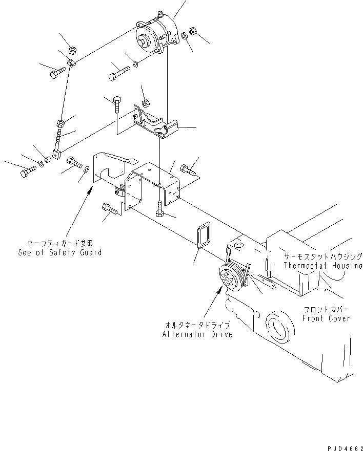 Схема запчастей Komatsu SA12V140-1S-A - КРЕПЛЕНИЕ ГЕНЕРАТОРА (9A)(№-) ДВИГАТЕЛЬ