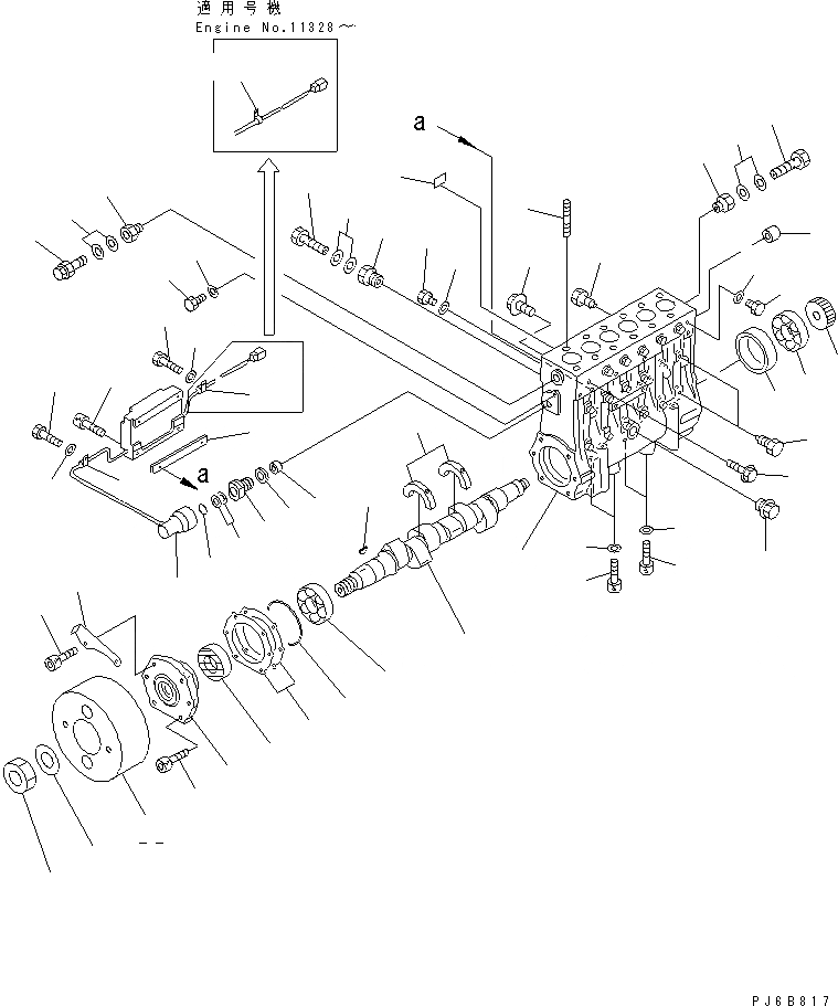 Схема запчастей Komatsu SA12V140-1U-A - ТОПЛ. НАСОС (НАСОС) (ПРАВ.) (/) (ДЛЯ ЭЛЕКТРИЧ. РЕГУЛЯТОРА) (ВНУТР. ЧАСТИ)(№-) ДВИГАТЕЛЬ