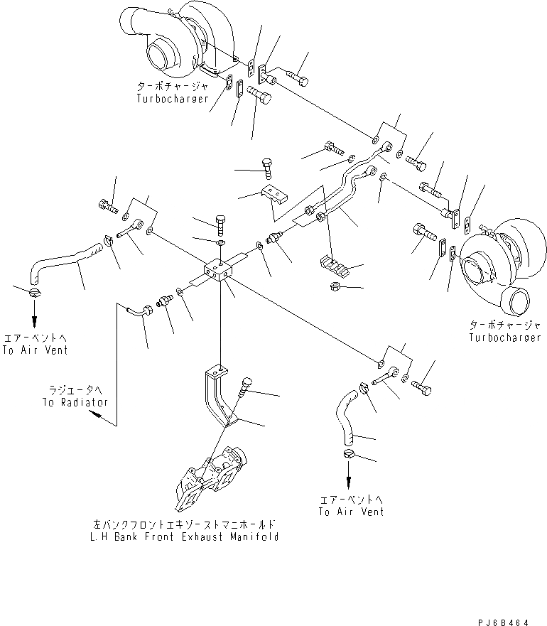 Схема запчастей Komatsu SA12V140-1Q-A - ТУРБОНАГНЕТАТЕЛЬ ВОДН. ГИДРОЛИНИЯ (/) (ВОДН. ОХЛАЖД. СПЕЦ-Я.)(№7-9) ДВИГАТЕЛЬ