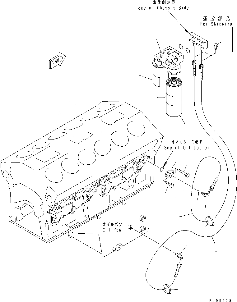 Схема запчастей Komatsu SA12V140-1U-9A - ПРОХОДНОЙ ФИЛЬТР(№77-) ДВИГАТЕЛЬ