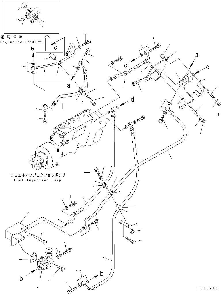 Схема запчастей Komatsu SA12V140-1U-9A - ТОПЛИВОПРОВОД. (/) (ЛЕВ. ГРУПП.) (ДЛЯ ЭЛЕКТРИЧ. РЕГУЛЯТОРА)(№-) ДВИГАТЕЛЬ