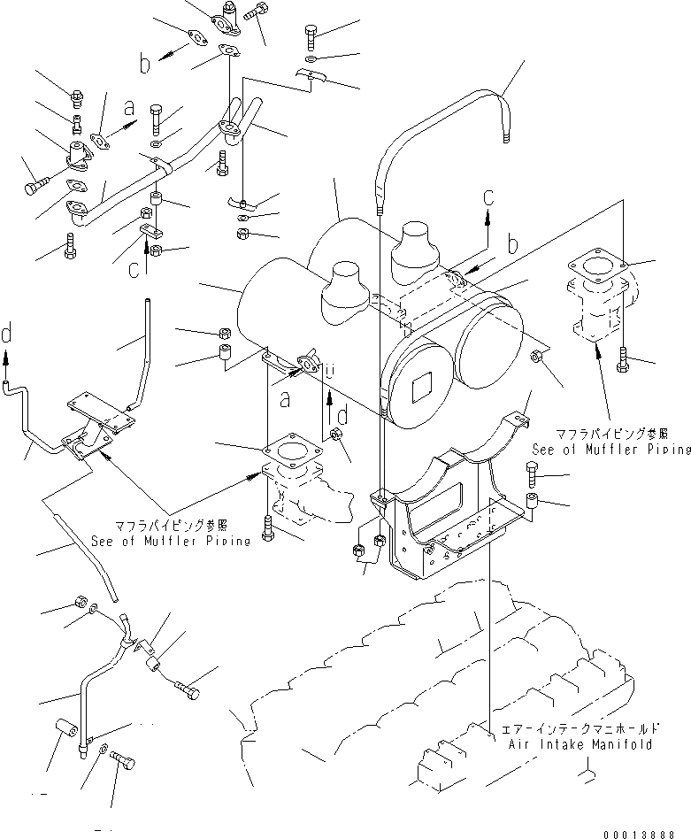 Схема запчастей Komatsu SA12V140-1S-DA - ГЛУШИТЕЛЬ(№8-) ДВИГАТЕЛЬ
