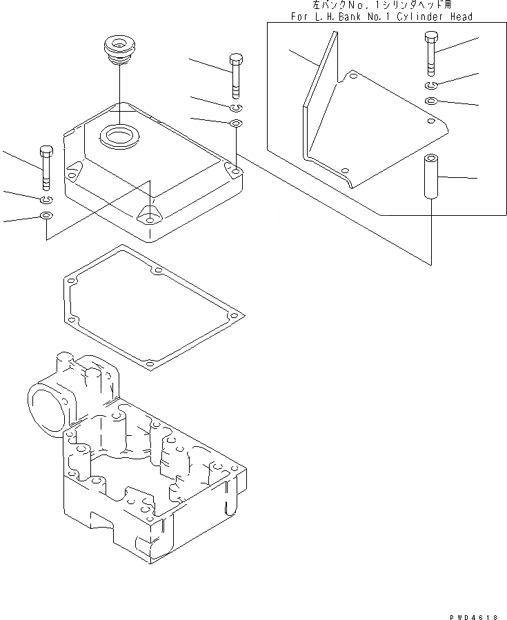 Схема запчастей Komatsu SA12V170-1D-A - КРЫШКА КОРОМЫСЛА КРЕПЛЕНИЕ(№7-7) ДВИГАТЕЛЬ