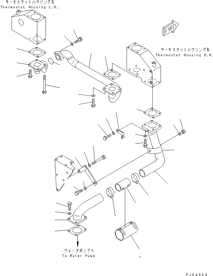 Схема запчастей Komatsu SA12V170-1D-A - ТЕРМОСТАТ ВОДН. ГИДРОЛИНИЯ(№9-) ДВИГАТЕЛЬ