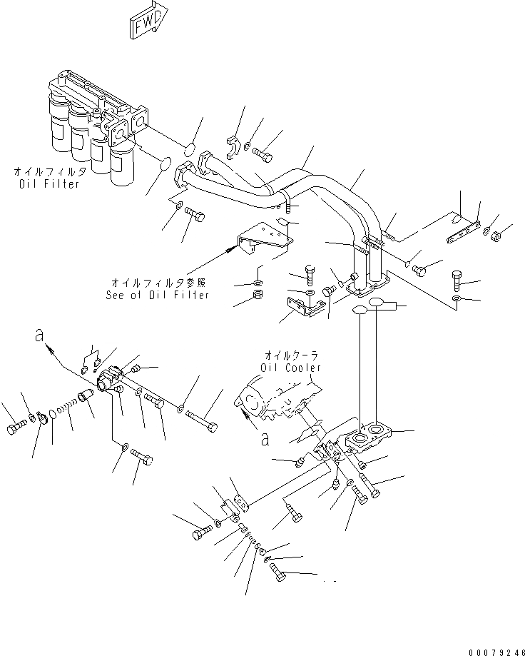 Схема запчастей Komatsu SA12V170-1D-A - МАСЛ. ФИЛЬТР ТРУБЫ И МАСЛООХЛАДИТЕЛЬ (УСИЛЕНН.)(№99-) ДВИГАТЕЛЬ