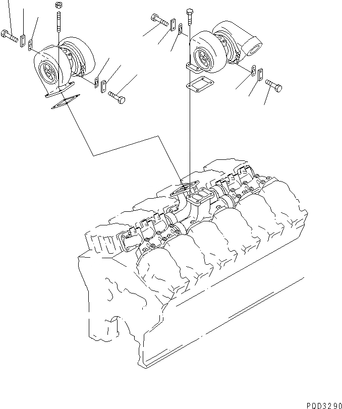 Схема запчастей Komatsu SA12V140-1R-A - ТУРБОНАГНЕТАТЕЛЬ ЗАГЛУШКА(№-) ДВИГАТЕЛЬ