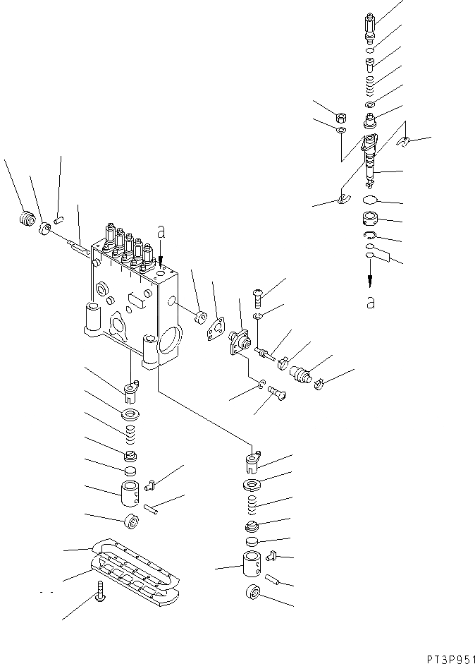 Схема запчастей Komatsu SA12V140-1R-A - ТОПЛ. НАСОС (НАСОС) (ПРАВ.) (/) (ВНУТР. ЧАСТИ)(№-) ДВИГАТЕЛЬ