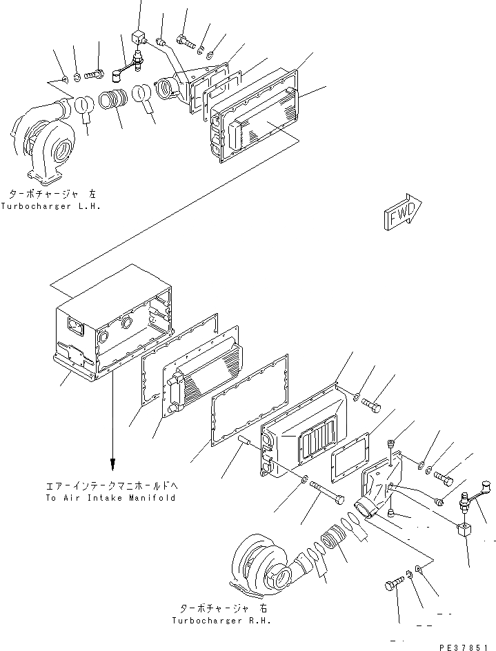 Схема запчастей Komatsu SA12V170-1D-EA - ПОСЛЕОХЛАДИТЕЛЬ(№-9) ДВИГАТЕЛЬ