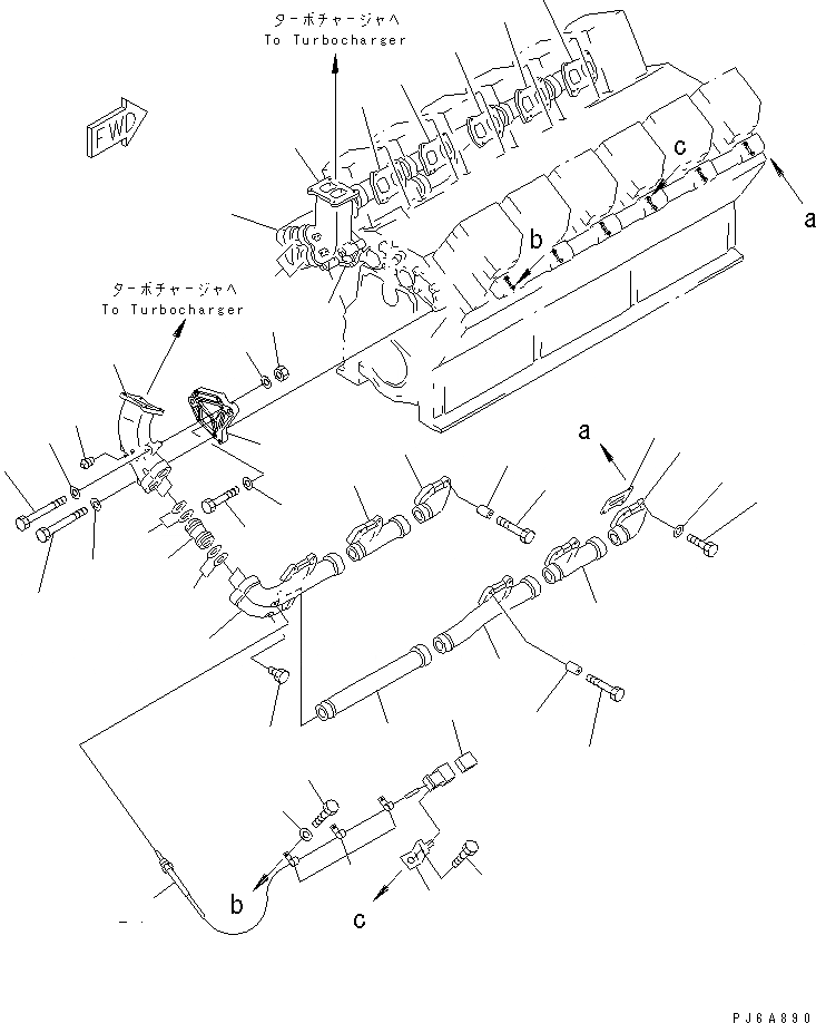 Схема запчастей Komatsu SA12V170-1D-EA - ВЫПУСКНОЙ КОЛЛЕКТОР(№-) ДВИГАТЕЛЬ