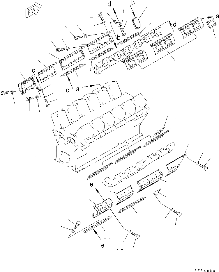 Схема запчастей Komatsu SA12V170-1D-EA - ВЫПУСКНОЙ КОЛЛЕКТОР COVER(№97-7) ДВИГАТЕЛЬ