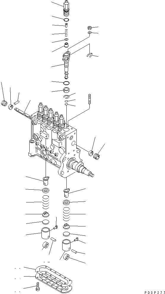 Схема запчастей Komatsu SA12V170-1D-EA - ТОПЛ. НАСОС (НАСОС) (ПРАВ.) (/) (ВНУТР. ЧАСТИ)(№97-) ДВИГАТЕЛЬ