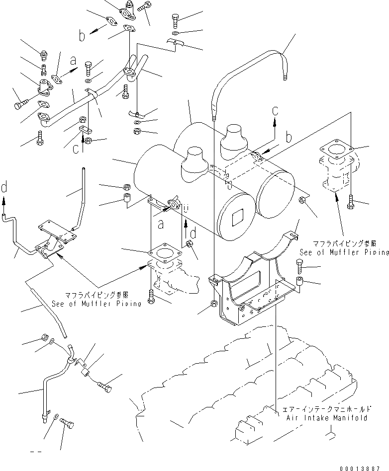 Схема запчастей Komatsu SA12V140-1S-A - ГЛУШИТЕЛЬ(№-8) ДВИГАТЕЛЬ
