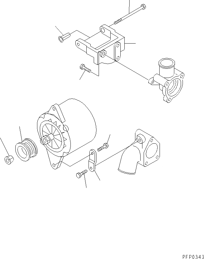 Схема запчастей Komatsu SA6D102E-1AA - ГЕНЕРАТОР СУППОРТ(№97-) ДВИГАТЕЛЬ