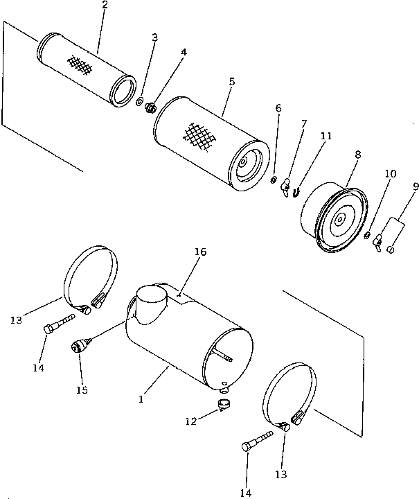 Схема запчастей Komatsu SA6D108-1A - ВОЗДУХООЧИСТИТЕЛЬ ГОЛОВКА ЦИЛИНДРОВ