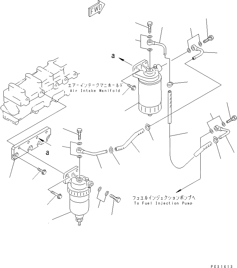 Схема запчастей Komatsu SA6D108-1A - ВОДООТДЕЛИТЕЛЬ И ТОПЛИВН. ПРЕФИЛЬТР КРЕПЛЕНИЕ ТОПЛИВН. СИСТЕМА